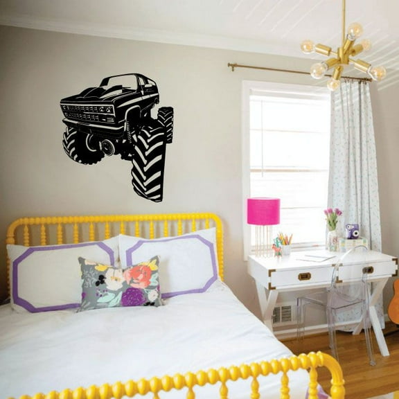 Monster Truck Monsters Trucks Toy Car Wheels Ride Wall Sticker Art Decal for Girls Boys Room Bedroom Nursery Kindergarten House Fun Home Decor Stickers Wall Art Vinyl Decoration Size (30x27 inch)