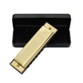 thumbnail image 3 of 10 Holes Harmonica, Lightweight Gold/Silver Metal Harmonica, Portable Mini Size For Band Performance Beginner Learning For Musical Lover Teaching Supplies, 3 of 8