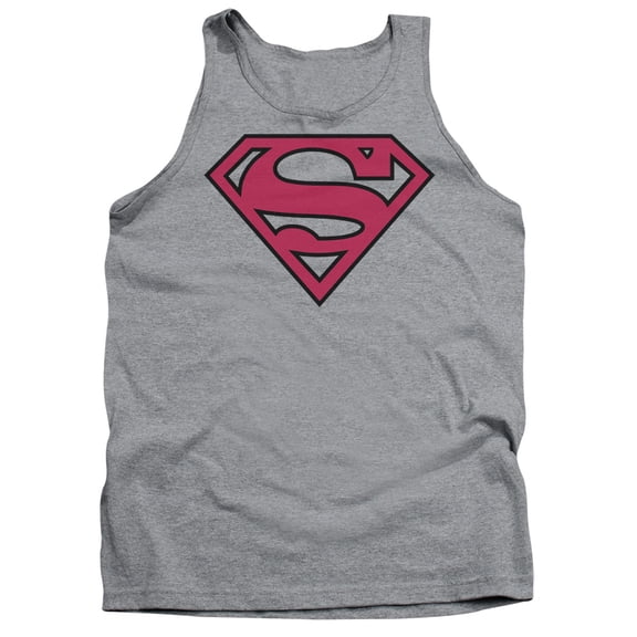 Superman Red & Black Shield Adult Tank Top Athletic Heather