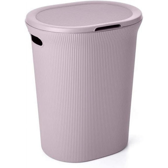 Superio 40L Elegant Ribbed Plastic Laundry Hamper with Lid - Lilac