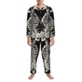 thumbnail image 3 of Lsque Skeletons Love Flowers Pattern Long Sleeve Pajama Set for Men - Soft 2-Piece Sleepwear and Loungewear Set with Pockets, Comfy Nightwear-X-Large, 3 of 7