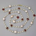 thumbnail image 2 of EOEMY 52'' Natural Pink Keshi Pearl Red Crystal Long Necklace Handmade For Women, 2 of 6