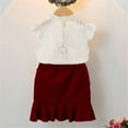 thumbnail image 4 of Coerni Baby Girl Casual Outfit Girls Summer Set Ruffled Sleeve Lace Tops Solid Skirt Outfits Set Teen Girl Outfits for Juniors, 4 of 6