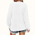 thumbnail image 4 of Women Casual V Neck T-Shirts Ruffle Long Sleeve Button Down Shirt Eyelet Loose Tunic Blouses, 4 of 6