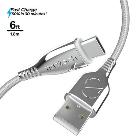 UPC: 0633755155000 | Naztech Titanium USB to USB-C Braided Cable 6ft