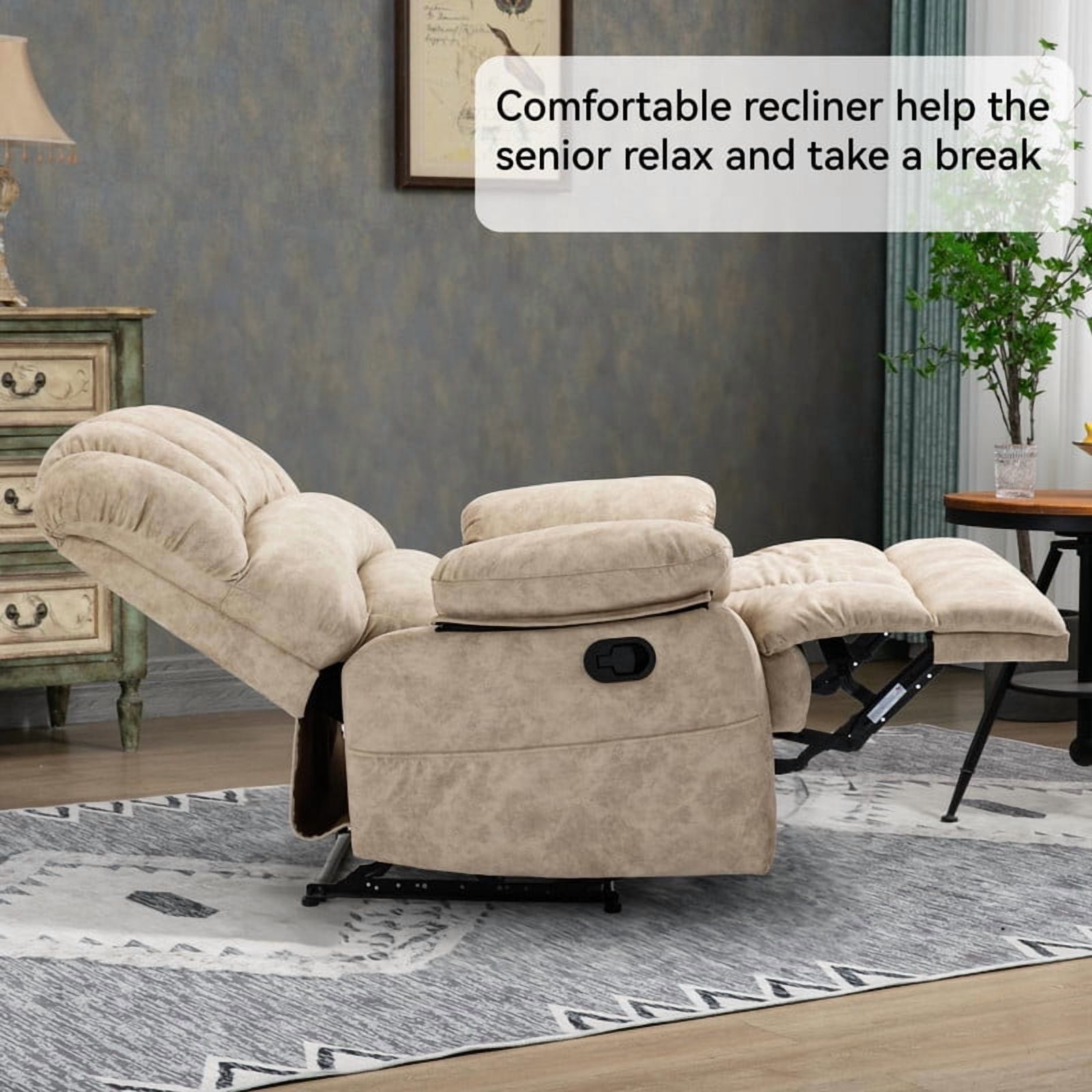 Extra Large Manual Recliner Chair for Comfortable Seating - 40" Wide, Overstuffed Arm and Backrest, Ideal for Living Room, Bedroom, Home Theater