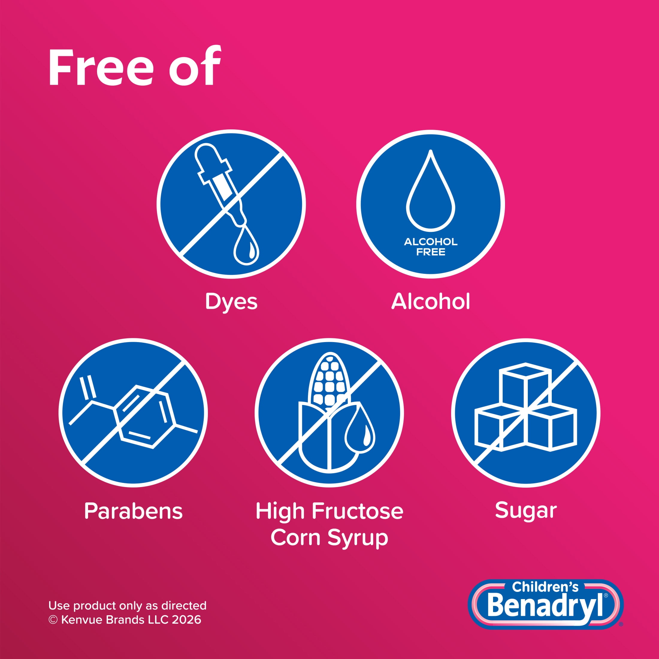 Children's Benadryl Dye-Free Allergy Liquid, Bubble Gum, 4 fl. oz