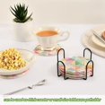 thumbnail image 5 of Yayeee 6 PCS Drink Coasters with Holder Set Woven Absorbent Round Tabletop Hot Pad, Abstract Geometric, 5 of 7