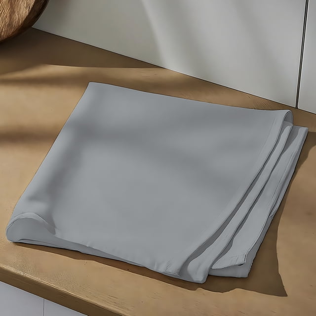 Drap Plat Simple en Percale 100 % Coton Frais et Net Grand Lit Gris Pâle par Color Sense