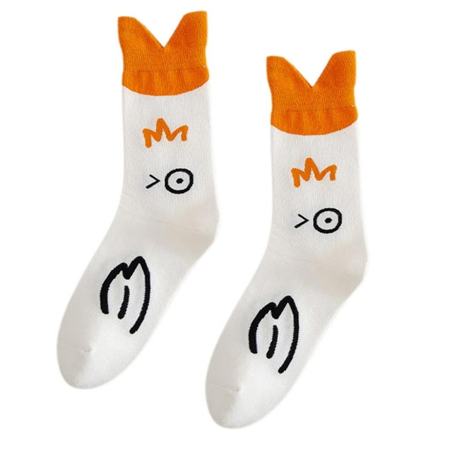 Calcetines deportivos unisex con diseño de animales, divertidos y novedosos, para Navidad Naranja blanco