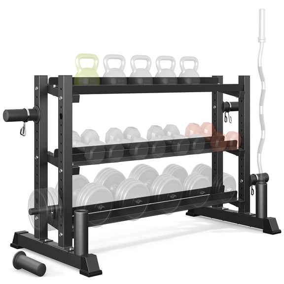 Dumbbell Rack, 3-Tier Adjustable Weight Rack for Home Gym, 1100LB Capacity Heavy-Duty Weight Stand for Dumbbells Kettlebells & Weight Plates COFUNOK