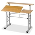 thumbnail image 4 of Safco Height-Adjustable Split Level Drafting Table - Rectangle Top - Adjustable Height - 26.50" to 37.25" Adjustment - Assembly Required - Medium Oak - Steel, Wood - 1 Each, 4 of 4