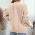 thumbnail image 4 of XUNKUSGA Sweaters for Women Casual V Neck Long Sleeve Women's Sweaters Fashion Cable Knit Chunky Pullover Sweaters Loose Comfortable Solid Color Fall Sweaters S-XL Brown, 4 of 8
