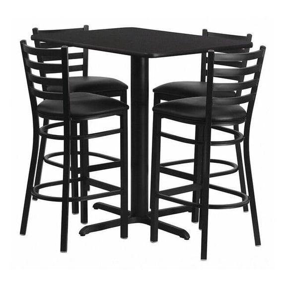 Flash Furniture Carlton 5 Piece Table and Barstool Set, Black