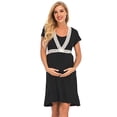 thumbnail image 3 of FEREMO Women's Nursing Nightgown Round Neck Sleepshirts Short Sleeve Night Dress Soft Sleepwear for Breastfeeding, 3 of 5