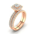 thumbnail image 3 of Certified 1.50ctw Diamond Halo Engagement Ring Bridal Set in 10k Rose Gold (G-H, I2-I3), 3 of 5