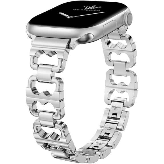 Wearlizer Stainless Steel Watch Band Compatible with Apple Watch Band 38/40/41/42/44/45/46/49mm Women Metal Link Bracelet Strap for Series 11/10/9/8/7/6/5/4/3/SE/Ultra 3/2/1