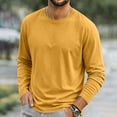 thumbnail image 6 of Mens Long Sleeve Shirts Men's Solid Color Round Neck Long Sleeved Casual Sports Fashion Fitness Clothes Yellow L, 6 of 6