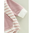 thumbnail image 6 of Gzhioc Newborn Infant Baby Boy Girl Striped Hoodie Romper Sweatshirt Onesie Long Sleeve Bodysuit Top Fall Winter Outfit, 0-24 Months, 6 of 8