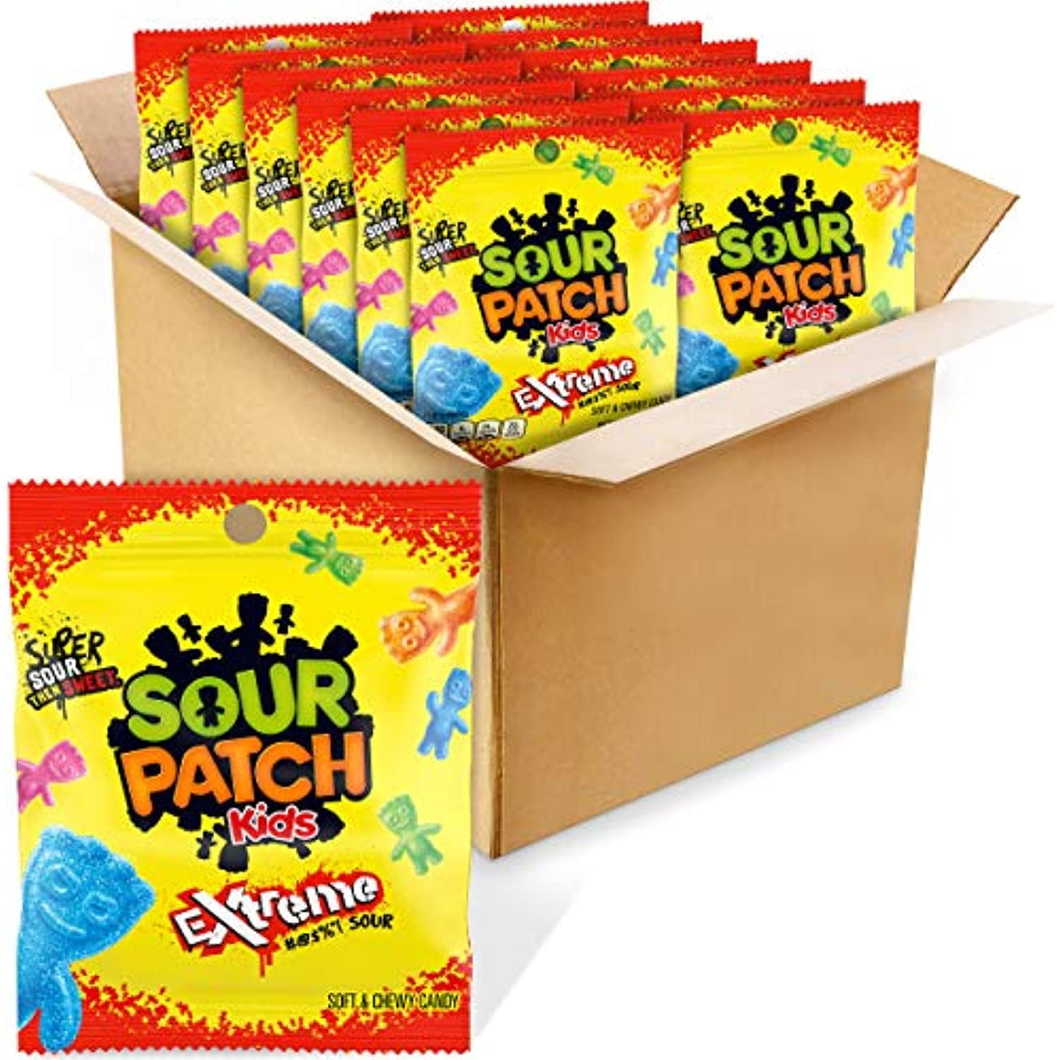 Sour Patch Kids Extreme Sour Soft & Chewy Candy, 12 4 Oz Bags