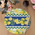 thumbnail image 3 of Watercolor Lemon Botanical Round 13 Inch Placemats Set of 8, Summer Navy Blue Yellow Plaid HeatResistant Non Slip Place Mats for Dining Table, Wipeable Braided Kitchen Table Mats for Housewarming, 3 of 9