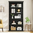 thumbnail image 4 of 6-Tier Bookcase, 71 Inches Industrial Tall Bookshelf, Floor Standing 5 Shelf Display Storage Shelves, Black, 4 of 5