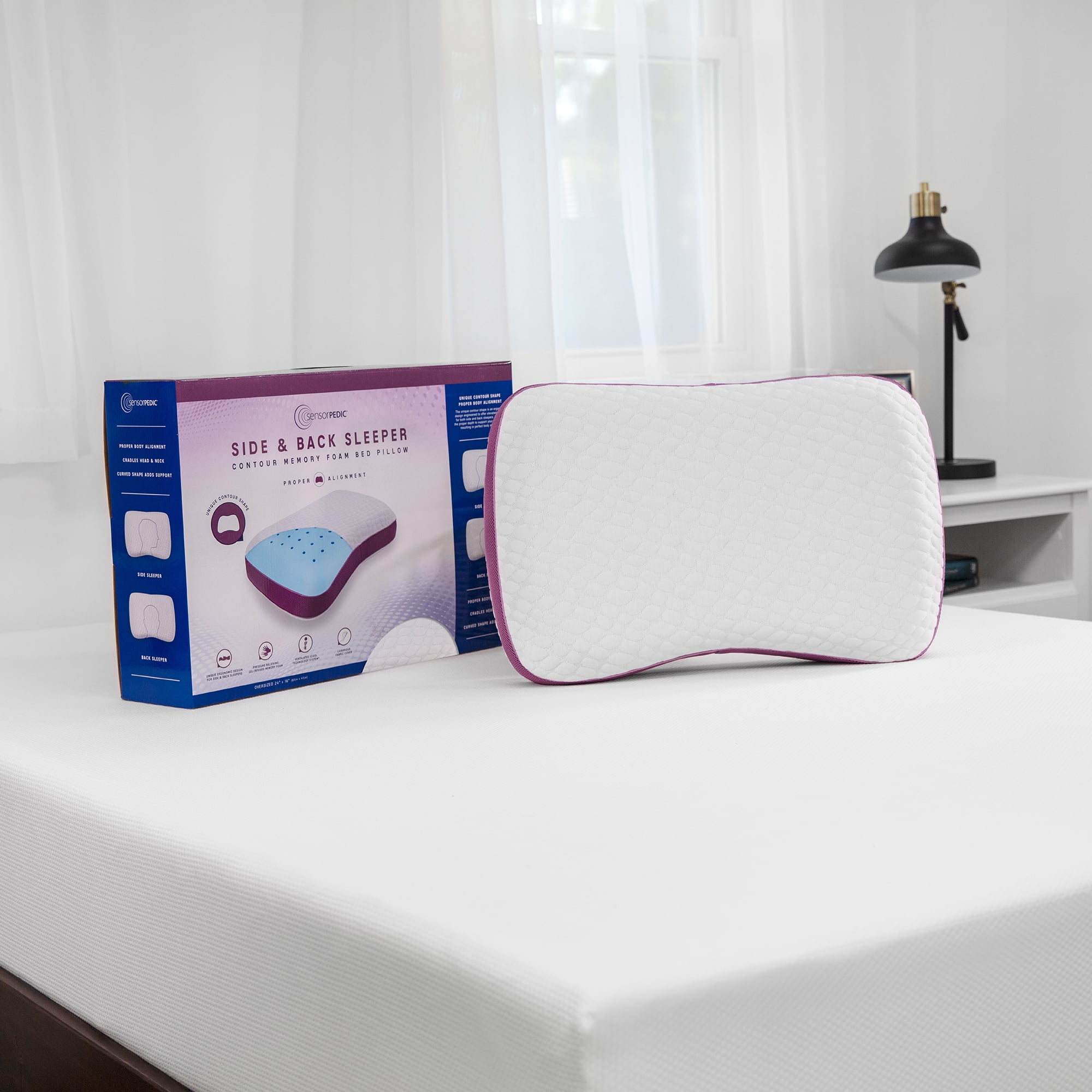 Sensorpedic Side And Back Sleeper Contour Memory Foam Bed Pillow Walmart Com