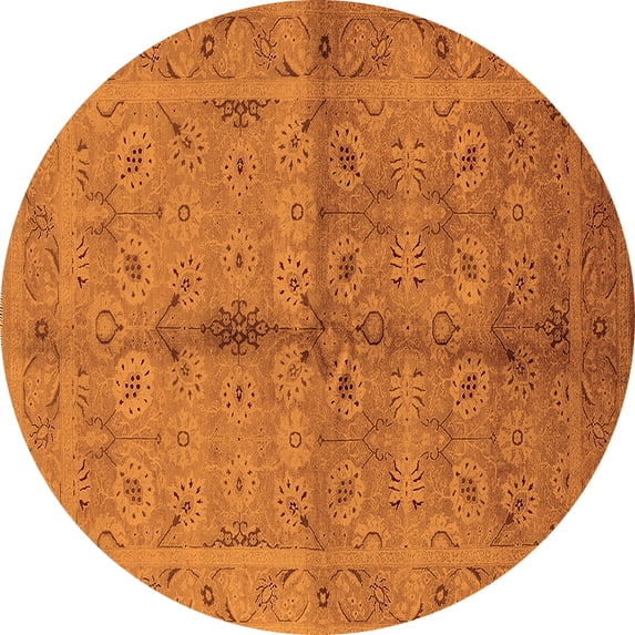 Ahgly Company Indoor Round Oriental Orange Industrial Area Rugs, 8' Round