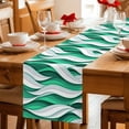thumbnail image 5 of Green White Moire Table Runner 72 Inches Long Farmhouse Dress Scarves, Modern Abstract Art Dining Tablerunner for Coffee Table/Kitchen Island/Party Décor, 13" x 72", 5 of 8