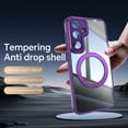 thumbnail image 2 of for Samsung Galaxy S24 Case with Lens Protector, [Foldable Stand & Rotatable Ring Holder], Glossy Shockproof Bumper Dustproof Clear Women Men Case for Samsung Galaxy S24, Darkpurple, 2 of 10