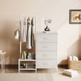 thumbnail image 4 of Dresser with Hanging Rack and 4 Fabric Drawers, Dresser for Bedroom with Storage Shelves, Freestanding Closet Organizer, White, 4 of 7