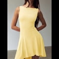 thumbnail image 4 of Vestido Informal Básico Sin Mangas de Color Liso Ajustado para Mujer, Vino Tinto, Talla M, 4 of 7