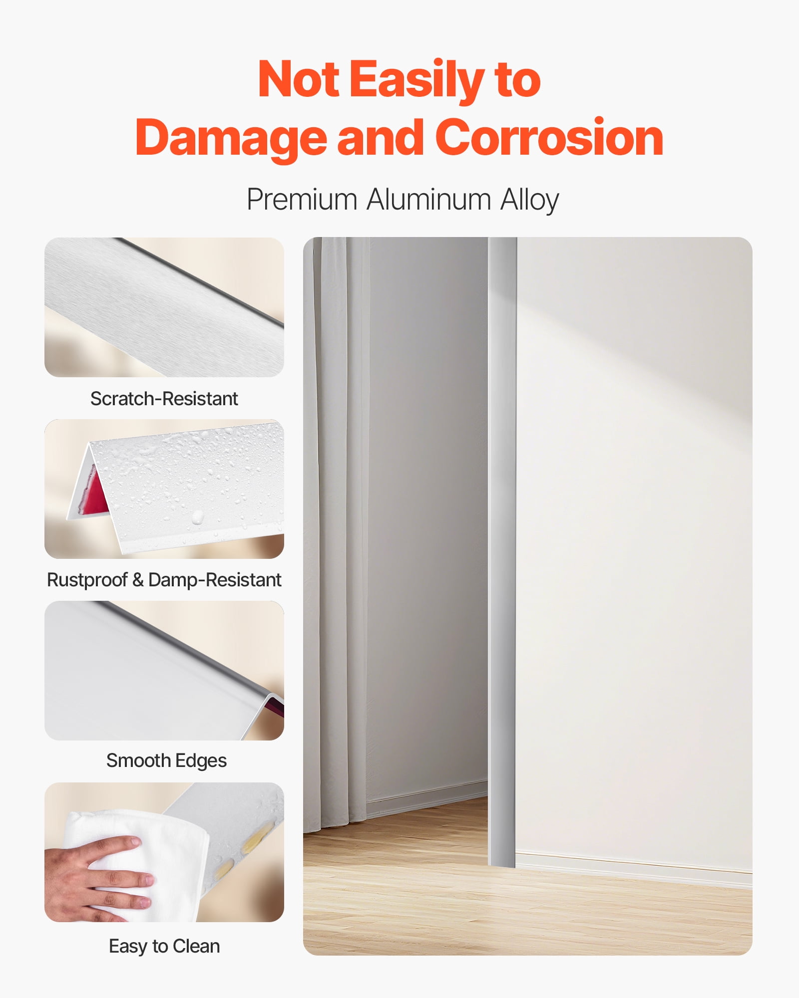 VEVOR Alluminum Alloy Wall Corner Protector, 2 x 2 x 48 inch, 12 Pack Metal Corner Guards, Edge Trim Protector 90-Degree Angle L Shape for Home,Office,Commercial Wall Protection, with 3m Tape