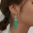 thumbnail image 5 of St. Patrick's Day Drop Earrings for Women - Dangling Three Leaf Shape Pattern, Green Irish Festival Earrings for Holiday Outfits and Saint Patrick's Day Gift, 5 of 5