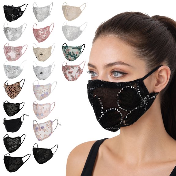 Unique Bargains 1 Pc Five-petal Flower Sunscreen Mask Lace Black Five-petal Flower