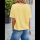 thumbnail image 4 of Camisetas de Verano con Cuello en V para Mujer, Blusas Casuales de Corta, Holgadas y Básicas. Amarillo M, 4 of 9