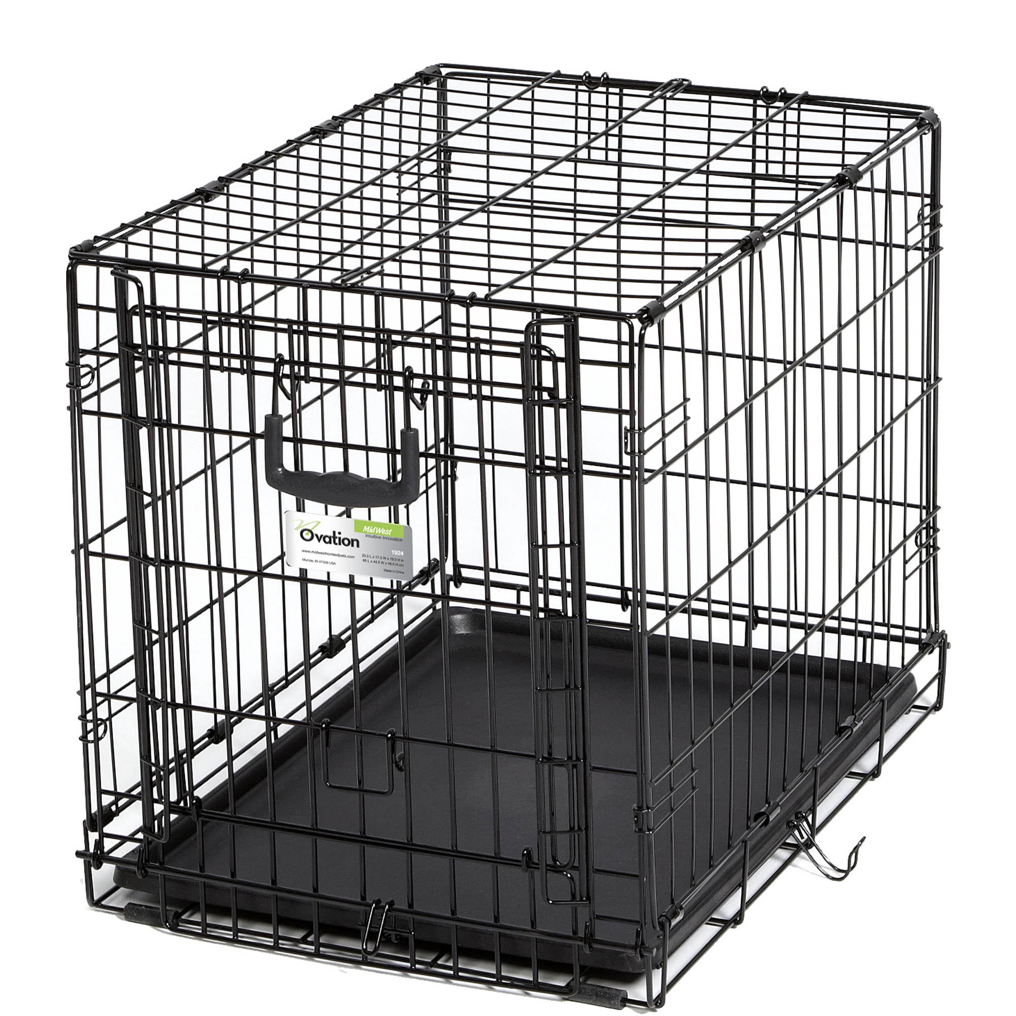 Midwest Ovation Single Door Foldable Metal Dog Crate with Garage-Style Door, 24-Inch