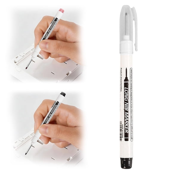 Multi-Color Deep-Hole Long-Tip Marker for Ceramic Tile Deep-Hole Marking Pen,Long Head Deep Hole Markers 20Mm Deep Reach Metal Marking Pens .Nib Size (Lxw): 20*1.5Mm.(3Ml)