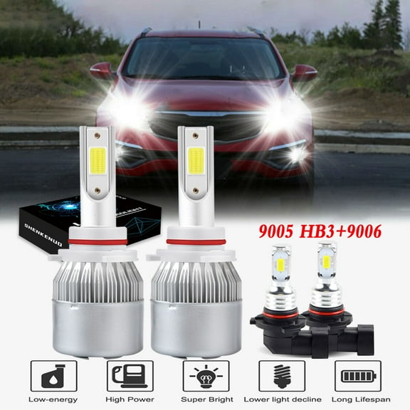 For Kia Sportage 2017-2020 Headlights 9005 HB3 High/Low Beam Headlights 9006 LED Fog Light Bulbs 4pc