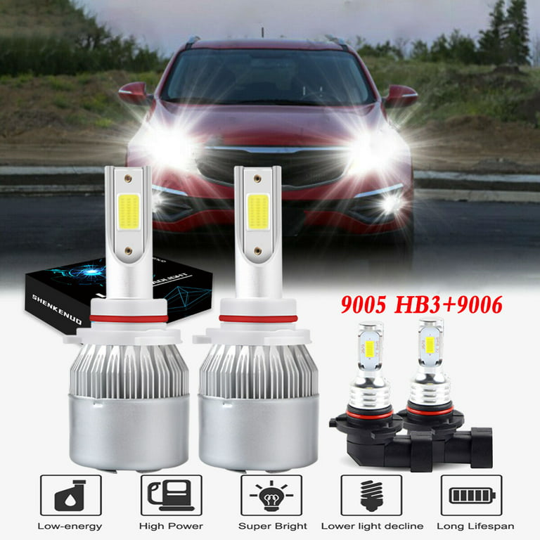For Kia Sportage 2017-2020 Headlights 9005 HB3 High/Low Beam Headlights +  9006 LED Fog Light Bulbs 4pc 