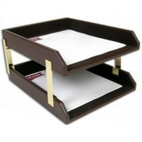 Chocolate Brown Leather Double Letter Trays