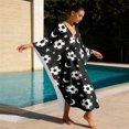 thumbnail image 4 of FKELYI Womens Summer Caftan Beach Cover Up Batwing Sleeves Maxi Beach Dress V Neck Swimwear Coverup Vintage Star Football Print Plus Size Loungewear for Vacation, 4 of 7