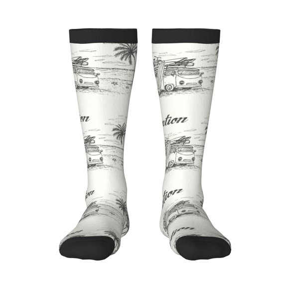 KLL Summer Vacation Scene With Camping Van Print Women's Men's Ankle Socks 1-pack Casual Athletic Socks for Unisex Adult Moisture-Wicking Socks for Daily Wear/Running/Sport