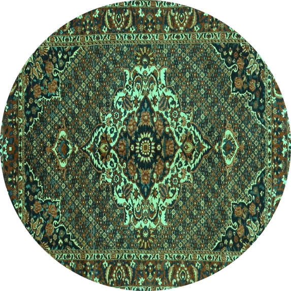 Ahgly Company Indoor Round Persian Turquoise Blue Traditional Area Rugs, 8' Round