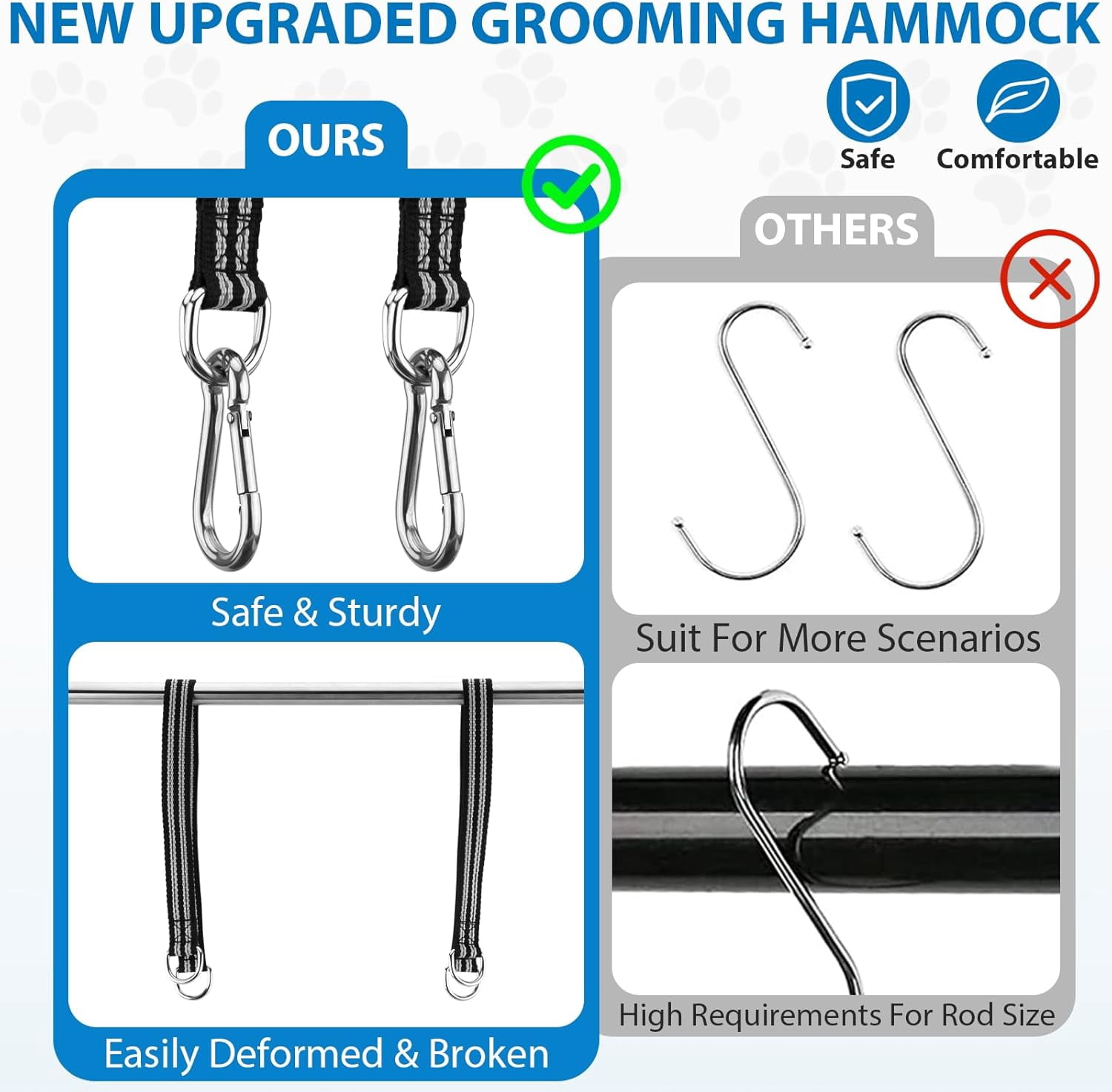 Pet Grooming Hammock Harness for samll Dogs & Cats,Dog Grooming Hammock with Nail Clippers, Nail File, Scissors
