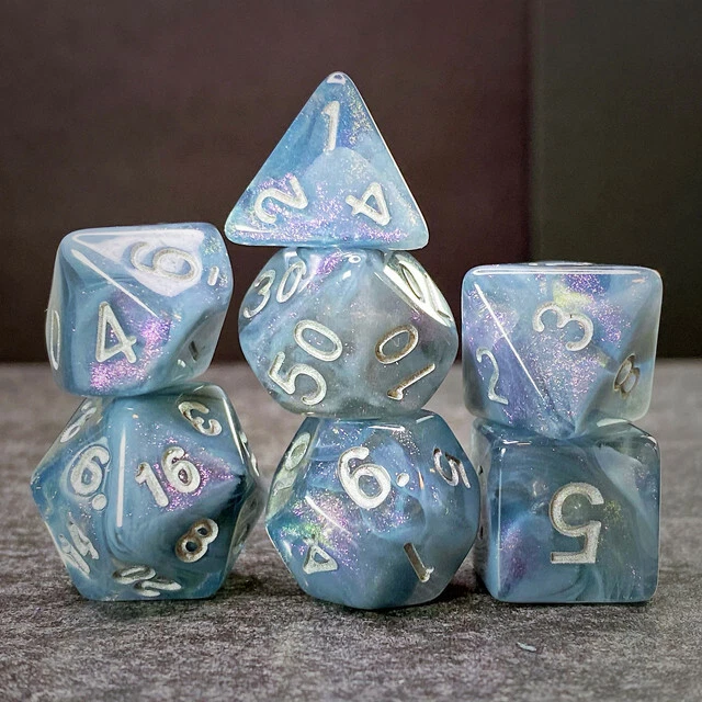 Sage'S Shards -Grey/Transparent Glitter Polyhedral Dice Set Dnd Dungeons Dragons