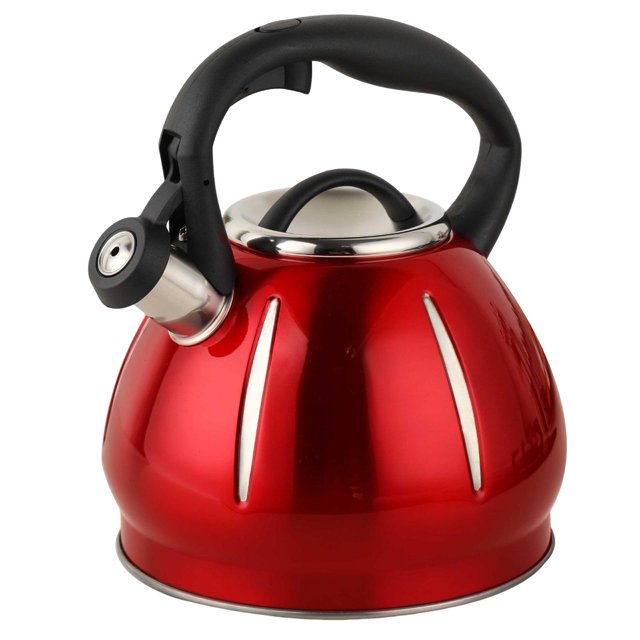 Tetera silbante portátil Gloria de acero inoxidable para senderismo rojo