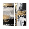 thumbnail image 2 of Designart "Horizontal Perspectives Abstract in Gold and Black II" Abstract Painting Wall Art Set Of 2 - Modern Gold Gallery Wall Set For Home Decor, 2 of 6