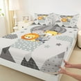 thumbnail image 3 of Manfei Cartoon Giraffe Lions Full Size Sheets,Cute Fox Hippopotamus Bed Sheets,Jungle Animal Sheet Sets For Kids,Super Cozy Room Decor,4-Piece, 3 of 7