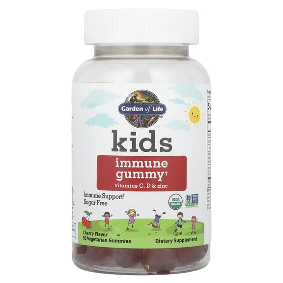 Garden of Life Organic Kids Immune Gummy, Cherry Flavor, 60 Vegetarian Gummies